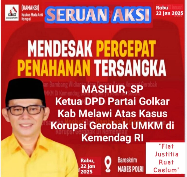 KAMAKSI Desak Penegakan Hukum: Ketua Umum Golkar Diminta Pecat Tersangka Mashur dalam Kasus Korupsi Gerobak UMKM Kemendag